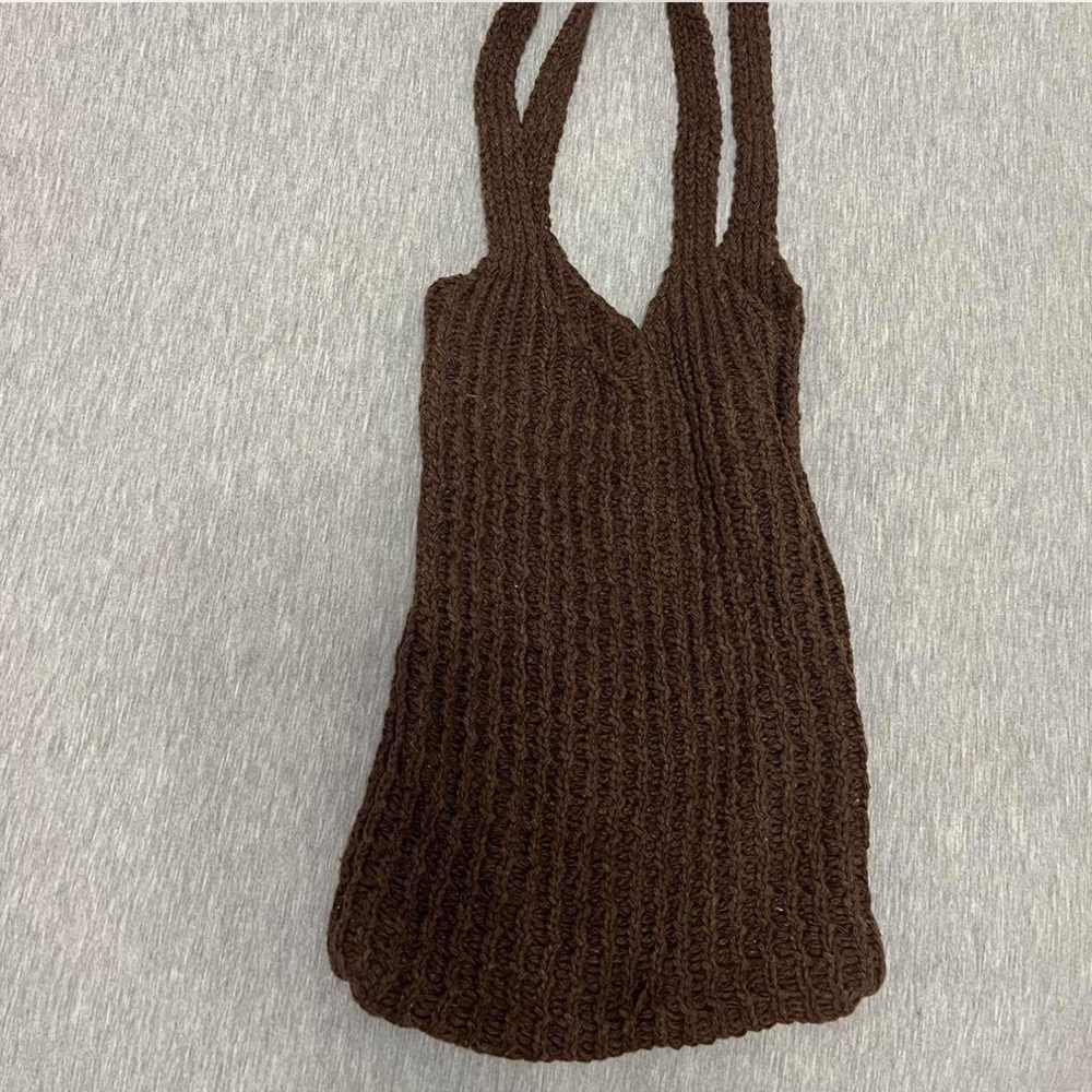 Brown Knit beach bag